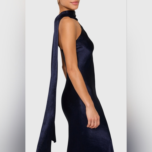New Best Seller! Amanda Uprichard Navy Blue Silk Gown Sz Medium- Sells for $290! - Picture 11 of 16
